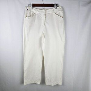 Lilly Pulitzer Capris Pants Size 10 White Cotton Blend Straight-Leg Cropped